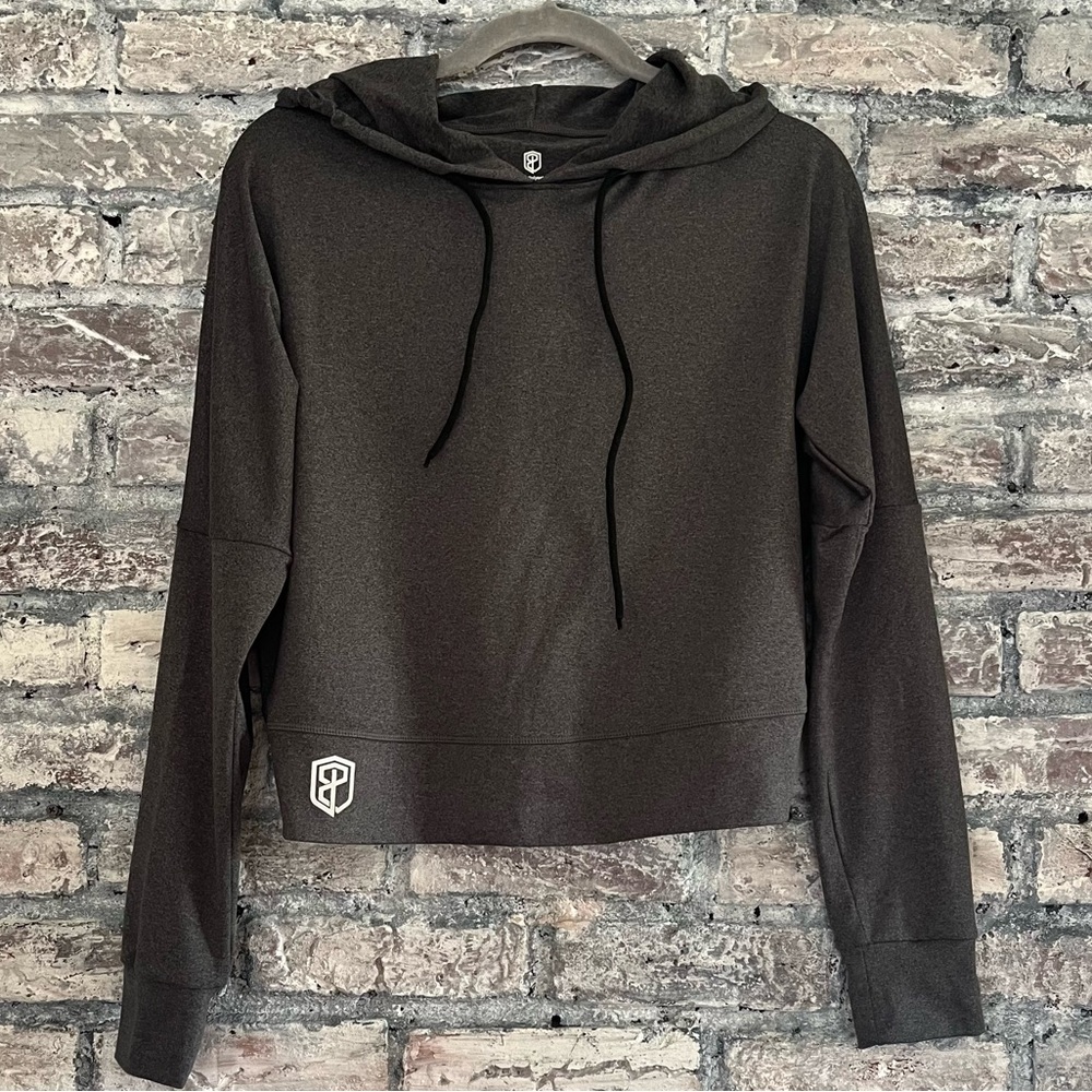 Born Primitive Cropped Tulip Back Crisscross Black Hoodie with Logo NWOT